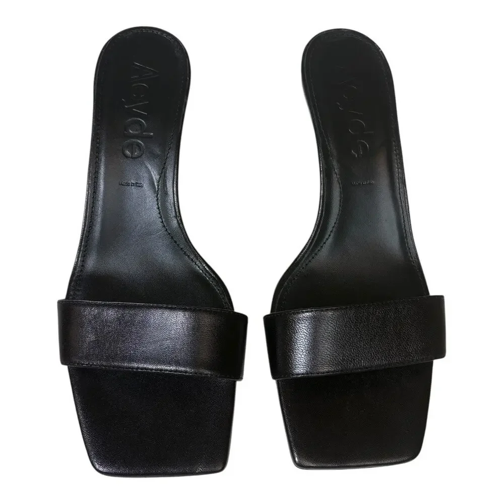 Aeyde Ilvy Leather Mules Black Kitten Heel Size 38 EU 8 US - Picture 4 of 7